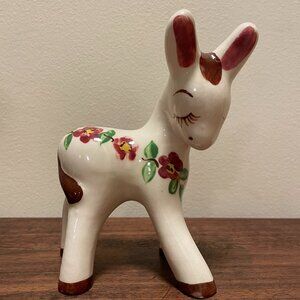 Vintage Ceramic Floral Deer Figurine
